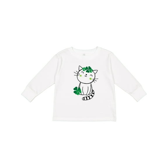Inktastic St Patricks Day Irish Kitty Cat Girls Long Sleeve Toddler T-Shirt
