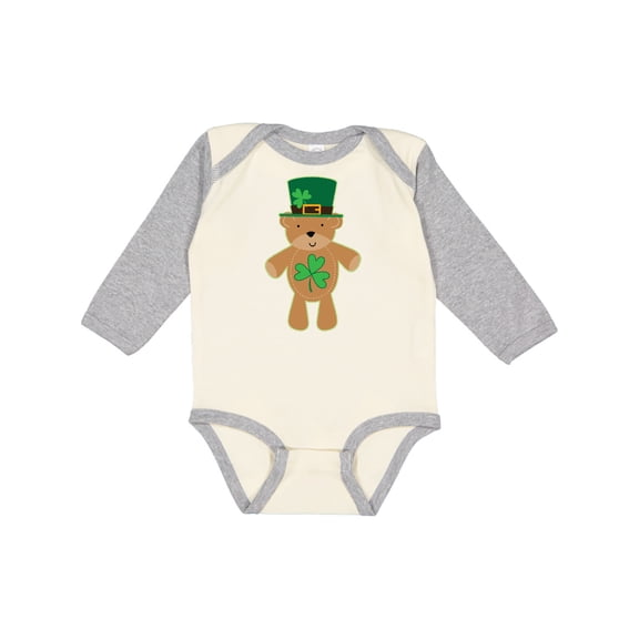 Inktastic St Patricks Day Irish Teddy Bear Shamrock Boys or Girls Long Sleeve Baby Bodysuit
