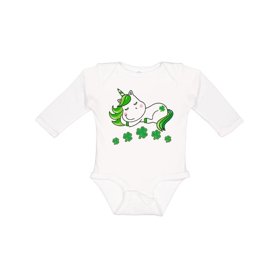 Inktastic St Patricks Day Irish Unicorn Girls Long Sleeve Baby Bodysuit
