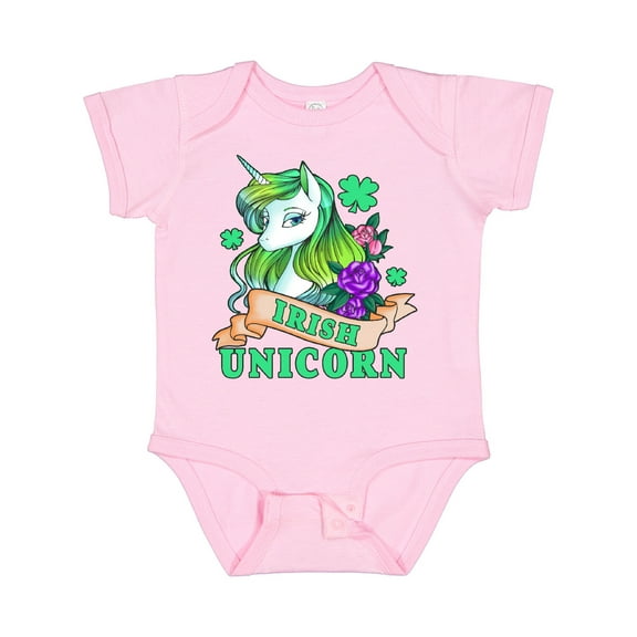 Inktastic St Patricks Day Irish Unicorn Illustration with Shamrocks Boys or Girls Baby Bodysuit