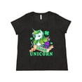 thumbnail image 1 of Inktastic St Patricks Day Irish Unicorn Illustration with Shamrocks Women's Plus Size T-Shirt, 1 of 5
