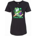thumbnail image 1 of Inktastic St Patricks Day Irish Unicorn Illustration with Shamrocks Women's T-Shirt, 1 of 5