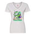 thumbnail image 1 of Inktastic St Patricks Day Irish Unicorn Illustration with Shamrocks Women's V-Neck T-Shirt, 1 of 5