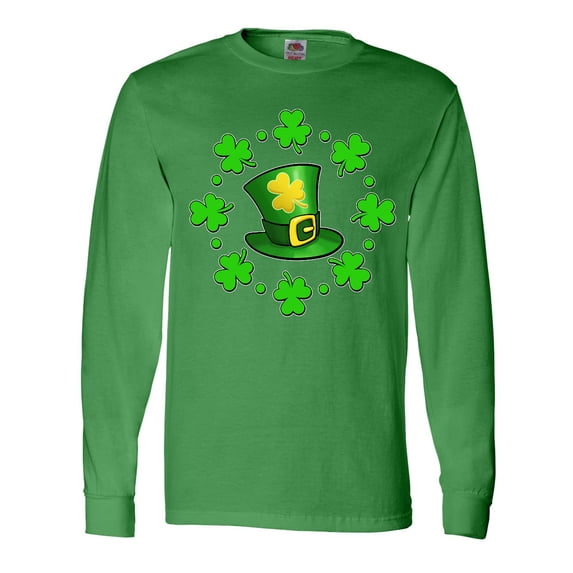 Inktastic St. Patricks Day Shamrocks and Hat Long Sleeve T-Shirt