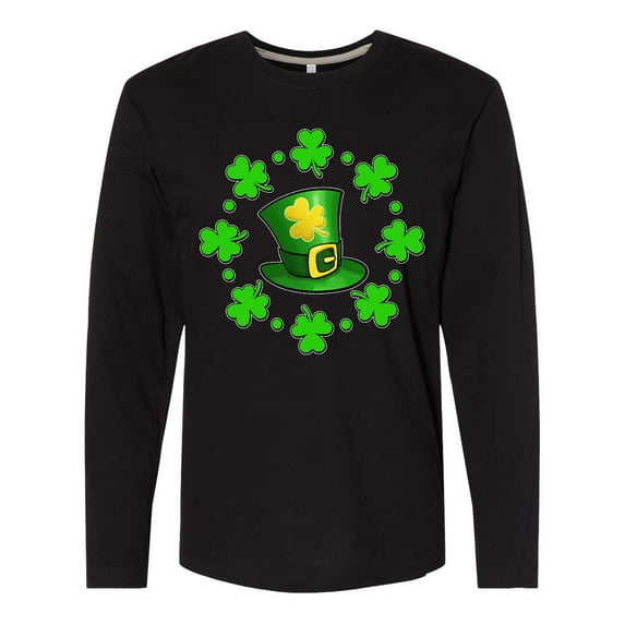 Inktastic St. Patricks Day Shamrocks and Hat Long Sleeve T-Shirt