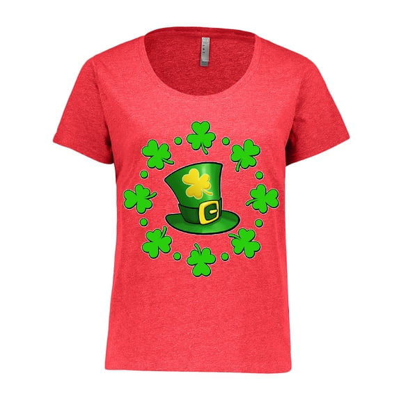 Inktastic St. Patricks Day Shamrocks and Hat Women's Plus Size T-Shirt