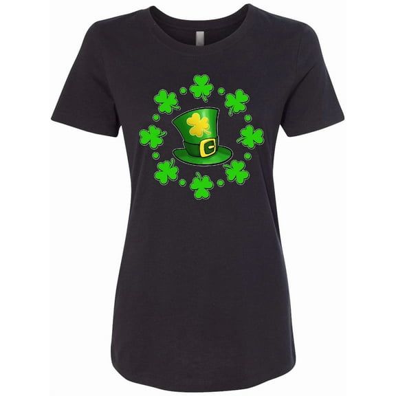 Inktastic St. Patricks Day Shamrocks and Hat Women's T-Shirt