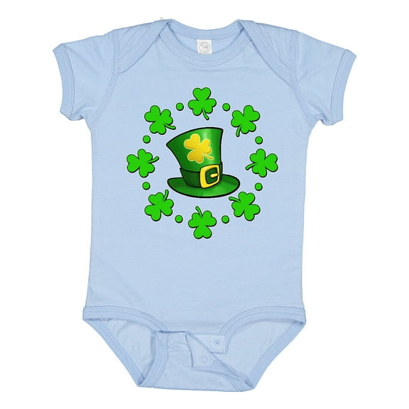 Inktastic St. Patricks Day shamrocks and hat Boys or Girls Baby Bodysuit