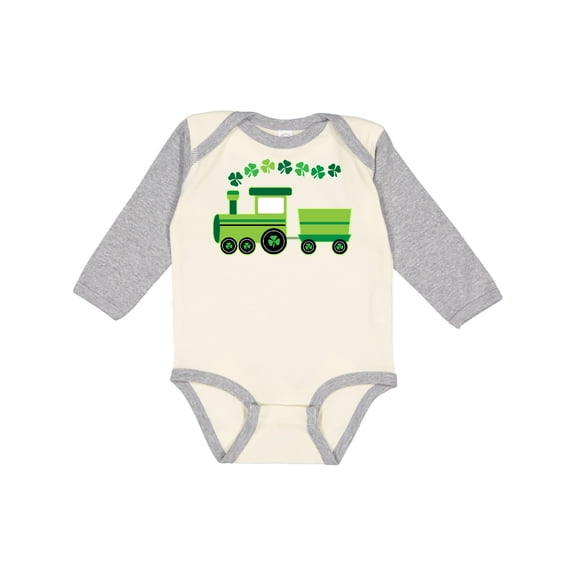 Inktastic St Patricks Irish Shamrock Train Boys or Girls Long Sleeve Baby Bodysuit