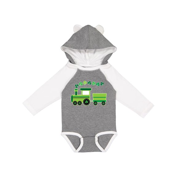Inktastic St Patricks Irish Shamrock Train Boys or Girls Long Sleeve Baby Bodysuit