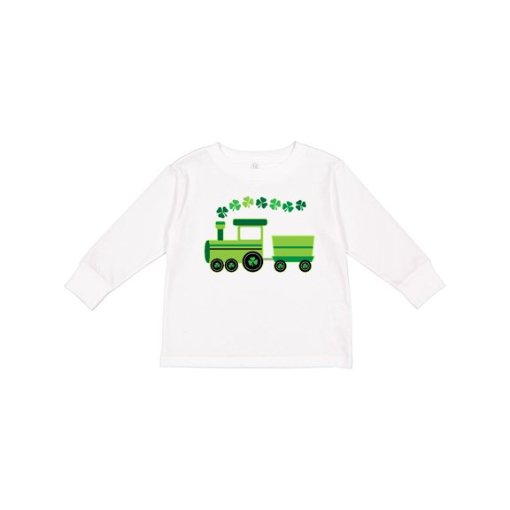 Inktastic St Patricks Irish Shamrock Train Boys or Girls Long Sleeve Toddler T-Shirt