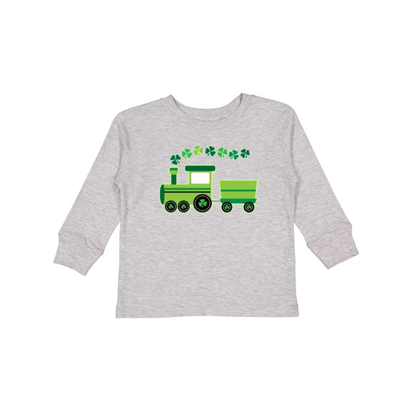 Inktastic St Patricks Irish Shamrock Train Boys or Girls Long Sleeve Toddler T-Shirt