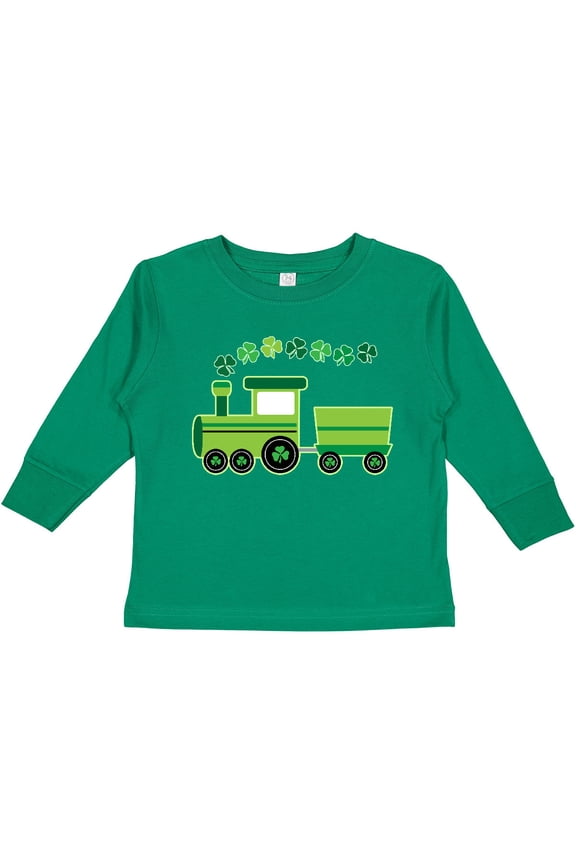 St Patricks Irish Shamrock Train Boys or Girls Long Sleeve Toddler T-Shirt
