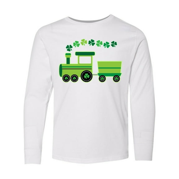 Inktastic St Patricks Irish Shamrock Train Long Sleeve Youth T-Shirt