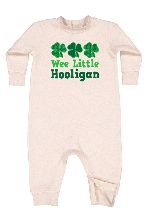 St Patricks Wee Little Hooligan Baby Fleece Romper