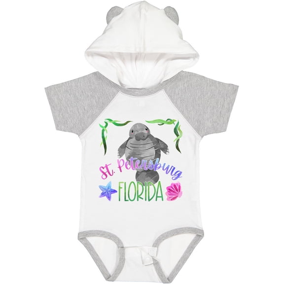 Inktastic St. Petersburg Florida Cute Swimming Manatee Boys or Girls Baby Bodysuit