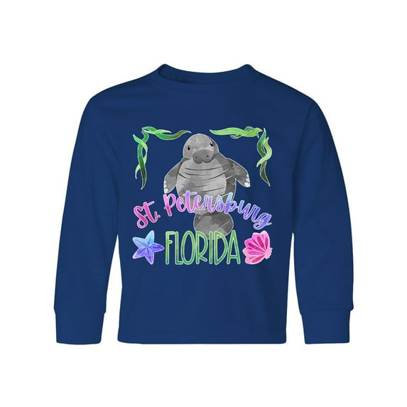 Inktastic St. Petersburg Florida Cute Swimming Manatee Long Sleeve Youth T-Shirt
