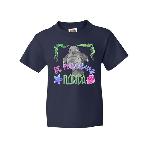Inktastic St. Petersburg Florida Cute Swimming Manatee Youth T-Shirt