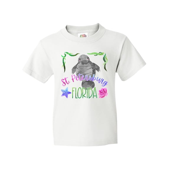 Inktastic St. Petersburg Florida Cute Swimming Manatee Youth T-Shirt