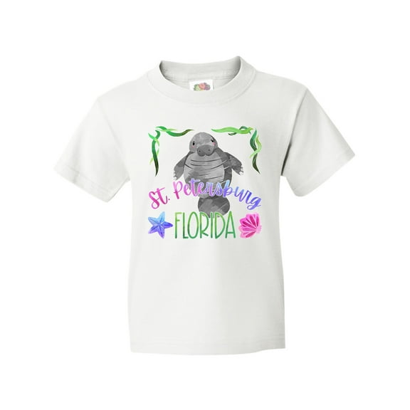 Inktastic St. Petersburg Florida Cute Swimming Manatee Youth T-Shirt