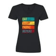 thumbnail image 1 of Inktastic Stand Up Paddle Boarding Eat Sleep Paddle Repeat Women's V-Neck T-Shirt, 1 of 5