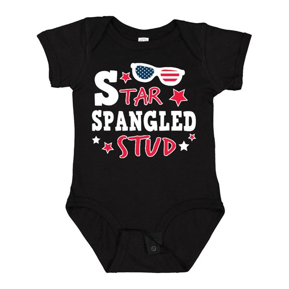 Inktastic Star Spangled Stud with Sunglasses and Stars Boys Baby Bodysuit