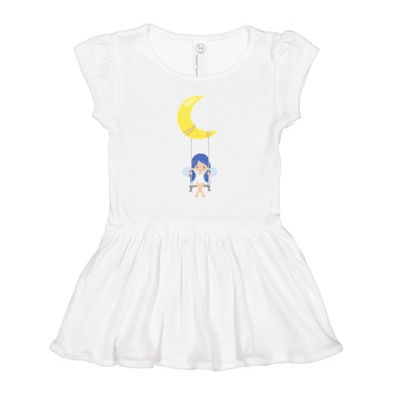 Inktastic Stardust Fairy, Cute Fairy, Fairy on a Swing, Moon Girls Toddler Dress