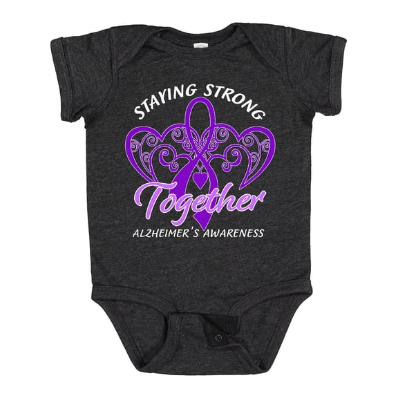 Inktastic Staying Strong Together Alzheimer's Awareness Purple Ribbon Boys or Girls Baby Bodysuit
