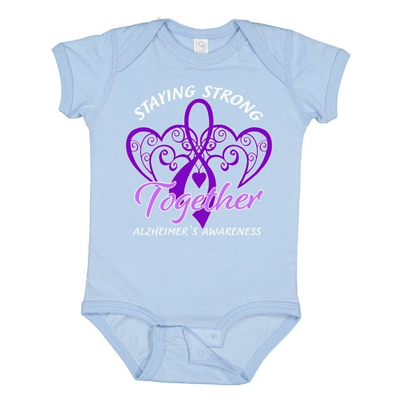 Inktastic Staying Strong Together Alzheimer's Awareness Purple Ribbon Boys or Girls Baby Bodysuit