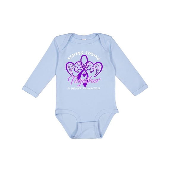 Inktastic Staying Strong Together Alzheimer's Awareness Purple Ribbon Boys or Girls Long Sleeve Baby Bodysuit