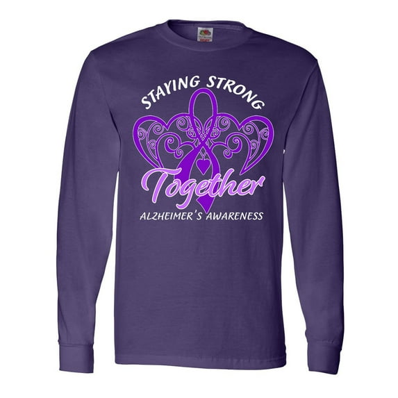 Inktastic Staying Strong Together Alzheimer's Awareness Purple Ribbon Long Sleeve T-Shirt