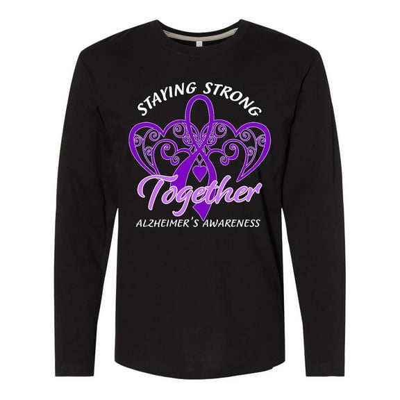 Inktastic Staying Strong Together Alzheimer's Awareness Purple Ribbon Long Sleeve T-Shirt