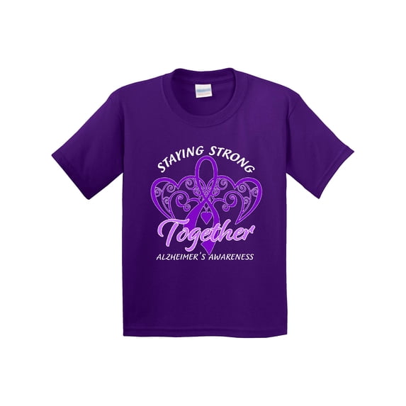 Inktastic Staying Strong Together Alzheimer's Awareness Purple Ribbon Youth T-Shirt