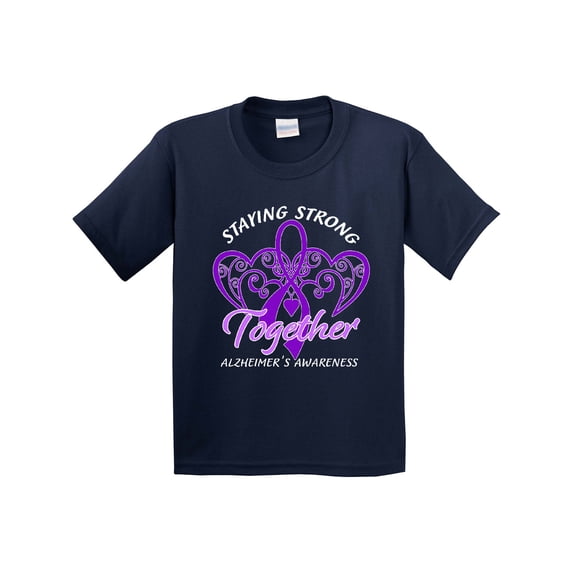 Inktastic Staying Strong Together Alzheimer's Awareness Purple Ribbon Youth T-Shirt
