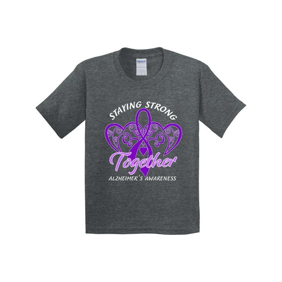 Inktastic Staying Strong Together Alzheimer's Awareness Purple Ribbon Youth T-Shirt