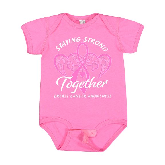 Inktastic Staying Strong Together with Pink Breast Cancer Ribbon Boys or Girls Baby Bodysuit