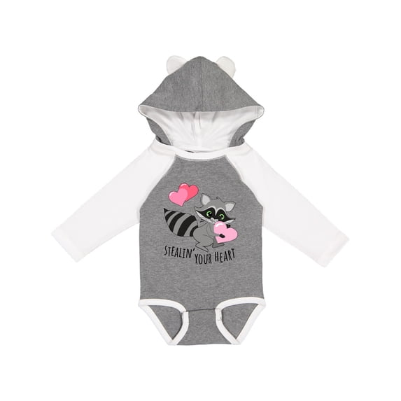 Inktastic Stealin' Your Heart Cute Raccoon Boys or Girls Long Sleeve Baby Bodysuit