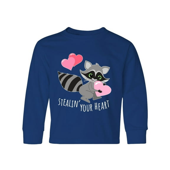 Inktastic Stealin' Your Heart Cute Raccoon Long Sleeve Youth T-Shirt