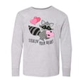 thumbnail image 1 of Inktastic Stealin' Your Heart Cute Raccoon Long Sleeve Youth T-Shirt, 1 of 5