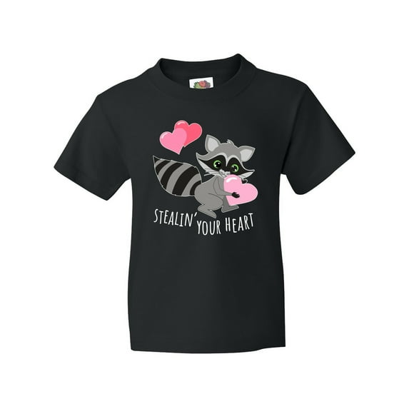 Inktastic Stealin' Your Heart Cute Raccoon Youth T-Shirt