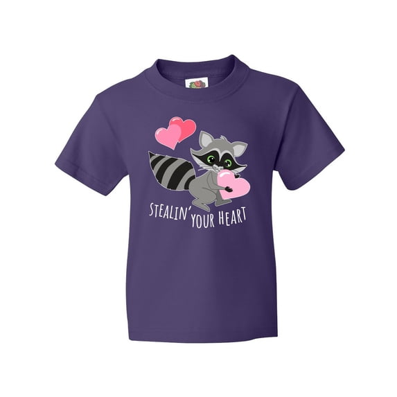 Inktastic Stealin' Your Heart Cute Raccoon Youth T-Shirt