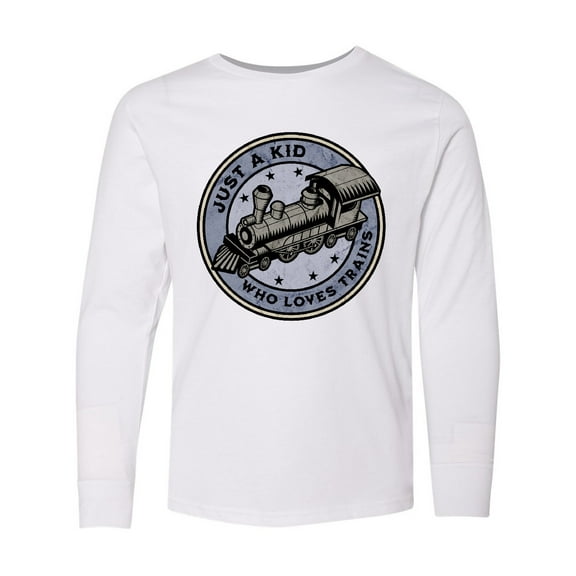 Inktastic Steam Train Kid Who Loves Trains Long Sleeve Youth T-Shirt