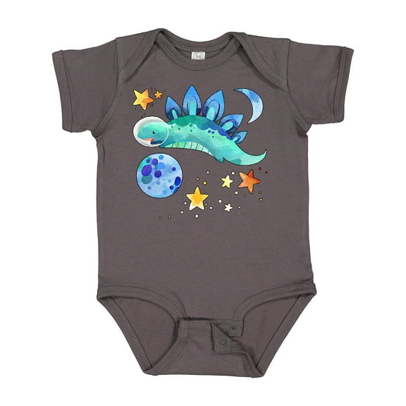 Inktastic Stegosaurus Space Dinosaur with Stars and Planet Boys or Girls Baby Bodysuit