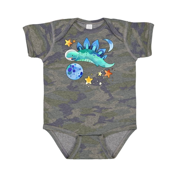 Inktastic Stegosaurus Space Dinosaur with Stars and Planet Boys or Girls Baby Bodysuit