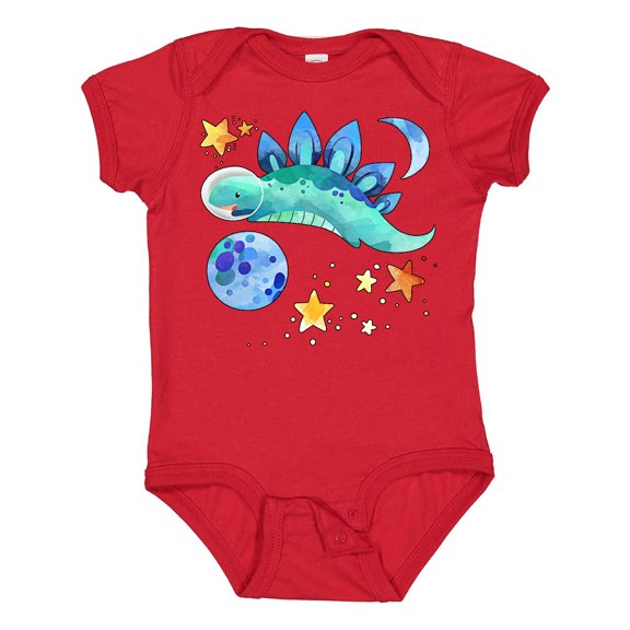 Inktastic Stegosaurus Space Dinosaur with Stars and Planet Boys or Girls Baby Bodysuit