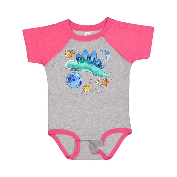Inktastic Stegosaurus Space Dinosaur with Stars and Planet Boys or Girls Baby Bodysuit