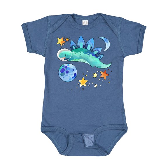 Inktastic Stegosaurus Space Dinosaur with Stars and Planet Boys or Girls Baby Bodysuit