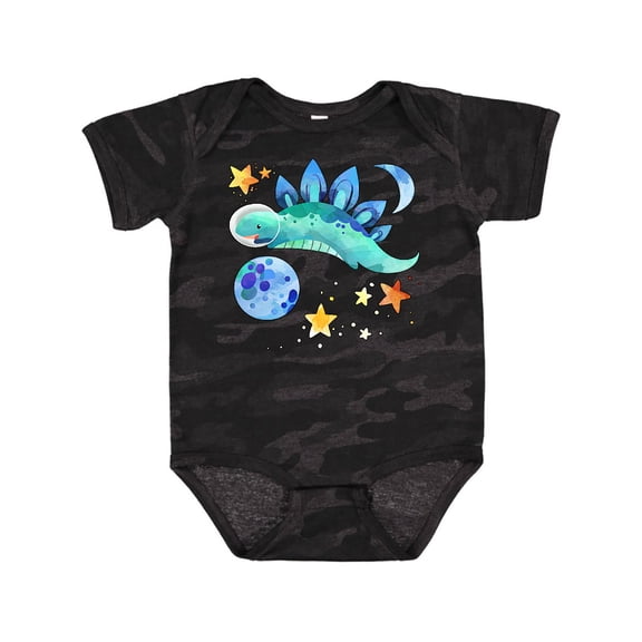 Inktastic Stegosaurus Space Dinosaur with Stars and Planet Boys or Girls Baby Bodysuit