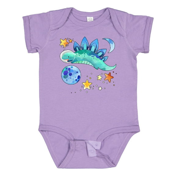 Inktastic Stegosaurus Space Dinosaur with Stars and Planet Boys or Girls Baby Bodysuit
