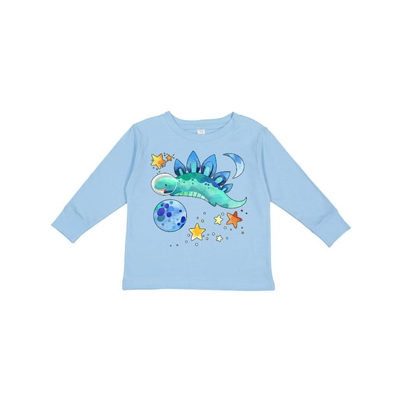 Inktastic Stegosaurus Space Dinosaur with Stars and Planet Boys or Girls Long Sleeve Toddler T-Shirt